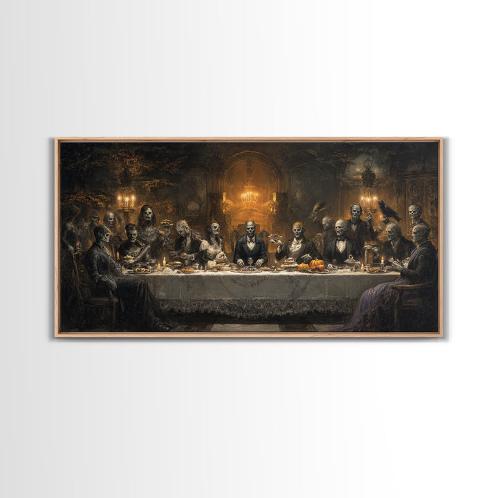 The Zombie Picnic, Wide Panoramic Art, Dark Fantasy Wall Art, Canvas Print, Halloween Wall Decor, Gothic Home Decor, Horror Wall Art