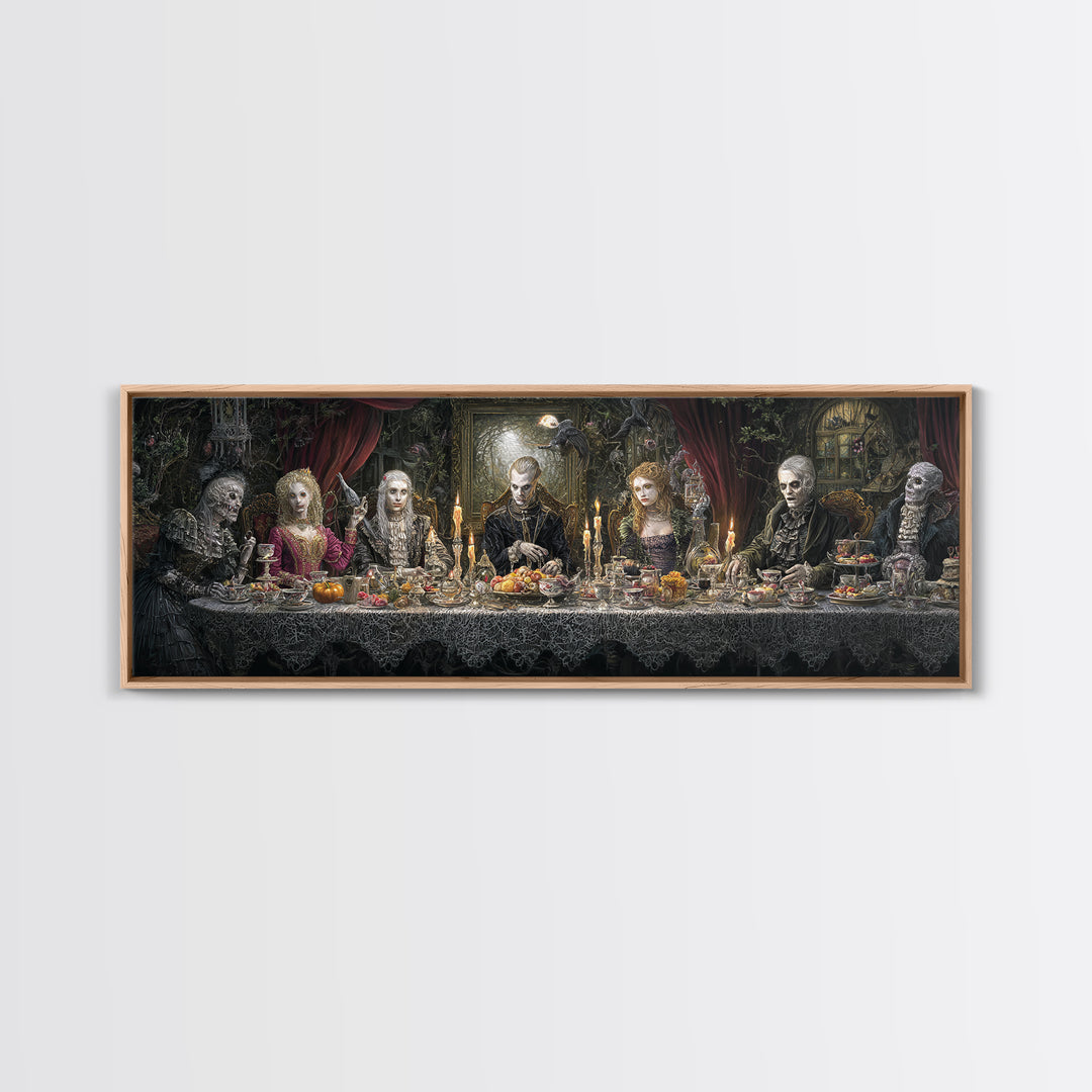 The Zombie Picnic, Extra Wide Wall Art, Dark Halloween Decor, Canvas Print, Halloween Wall Decor, Gothic Home Decor, Spooky Wall Decor