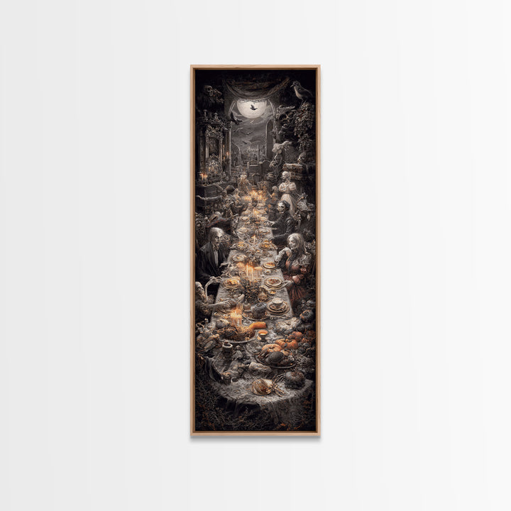 The Zombie Picnic, Tall Narrow Wall Art, Dark Halloween Decor, Canvas Print, Halloween Wall Decor, Gothic Home Decor, Statement Wall Art