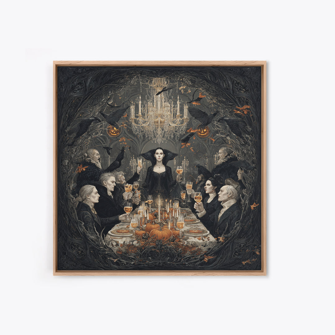 The Vampire Banquet, Square Wall Art, Dark Fantasy Wall Art, Canvas Print, Halloween Wall Decor, Gothic Home Decor, Seasonal Home Decor