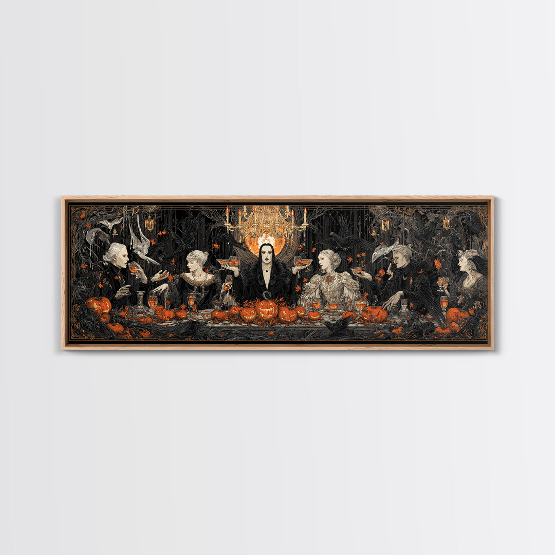 The Vampire Banquet, Extra Wide Wall Art, Dark Halloween Decor, Canvas Print, Halloween Wall Decor, Gothic Home Decor, Macabre Wall Art