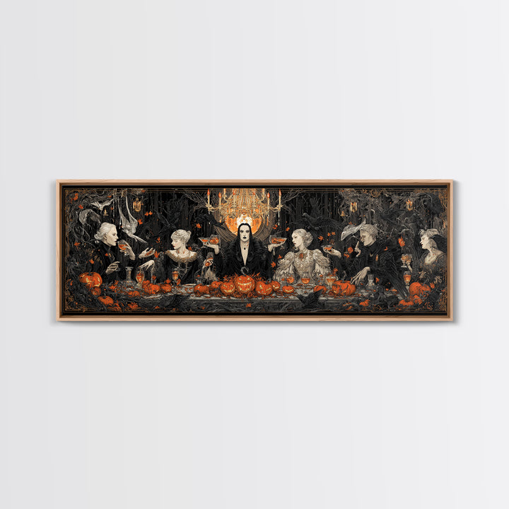 The Vampire Banquet, Extra Wide Wall Art, Dark Halloween Decor, Canvas Print, Halloween Wall Decor, Gothic Home Decor, Macabre Wall Art