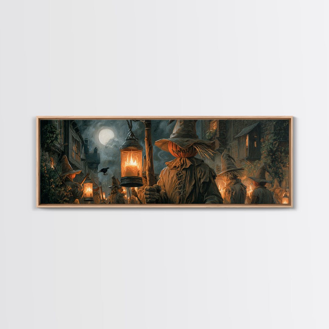 The Scarecrow Uprising, Extra Wide Wall Art, Spooky Home Decor, Canvas Print, Halloween Wall Decor, Gothic Home Decor, Statement Wall Art