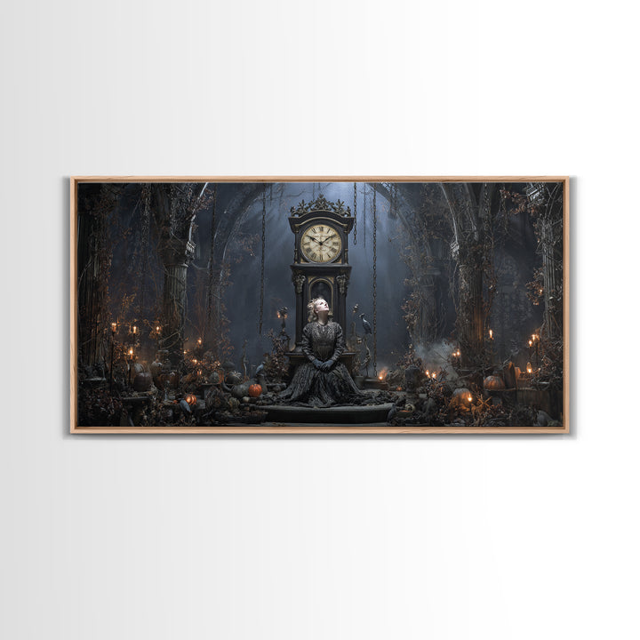 The Thirteenth Bell, Wide Panoramic Art, Macabre Wall Art, Framed Canvas Print, Halloween Wall Decor, Gothic Home Decor, Horror Wall Art