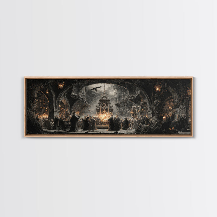 The Thirteenth Bell, Extra Wide Wall Art, Gothic Horror Wall Art, Framed Canvas Print, Halloween Wall Decor, Gothic Home Decor