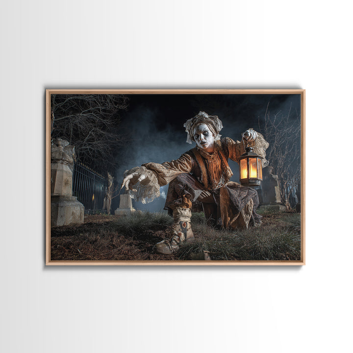 The Cemetery Lantern Festival, Landscape Wall Art, Macabre Wall Art, Framed Canvas Print, Halloween Wall Decor, Gothic Home Decor