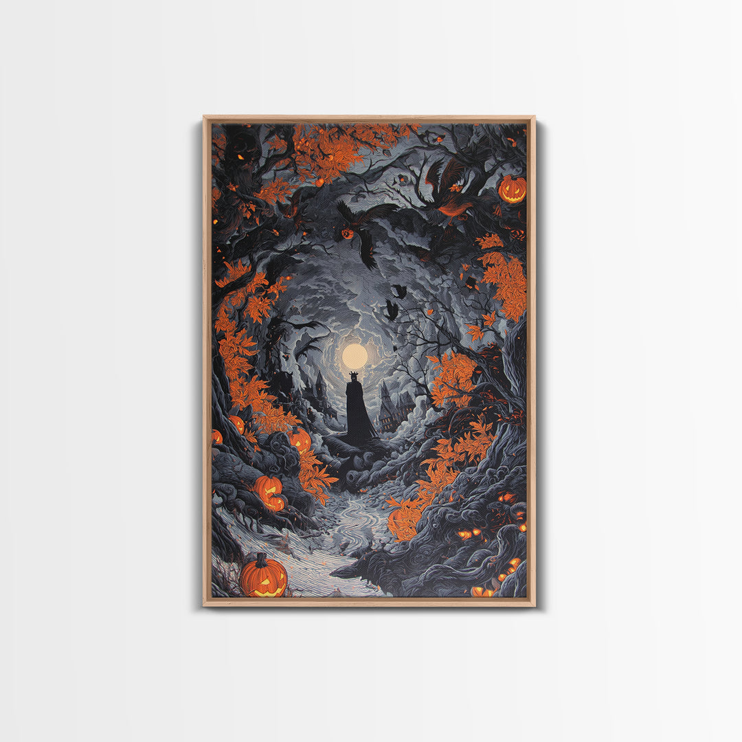 The Halloween Storm, Vertical Wall Art, Gothic Horror Wall Art, Framed Canvas Print, Halloween Wall Decor, Gothic Home Decor