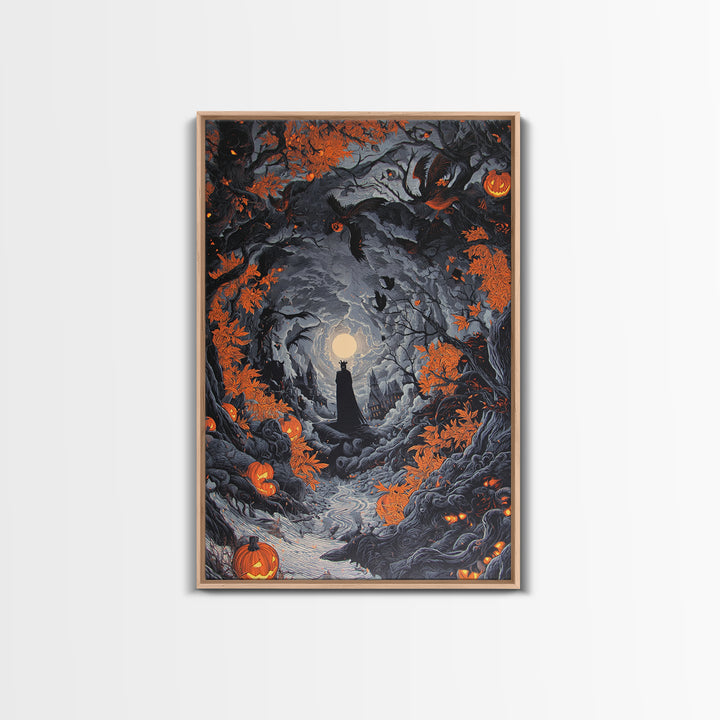 The Halloween Storm, Vertical Wall Art, Gothic Horror Wall Art, Framed Canvas Print, Halloween Wall Decor, Gothic Home Decor