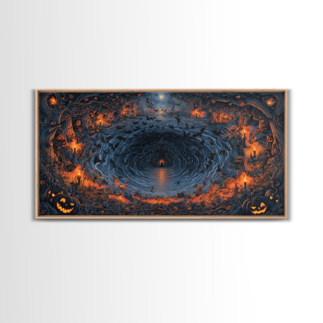 The Halloween Storm, Wide Panoramic Art, Spooky Home Decor, Canvas Print, Halloween Wall Decor, Gothic Home Decor, Halloween Wall Art