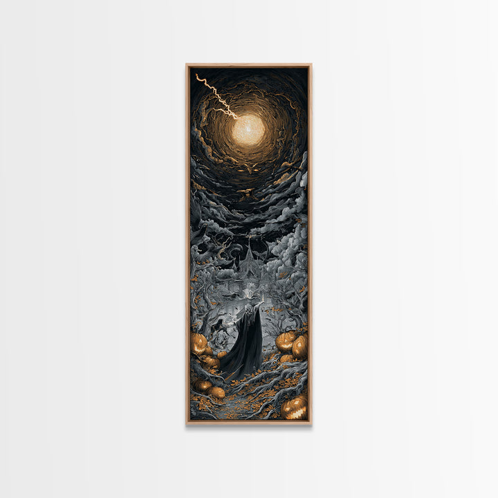 The Halloween Storm, Tall Narrow Wall Art, Dark Halloween Decor, Canvas Print, Halloween Wall Decor, Gothic Home Decor