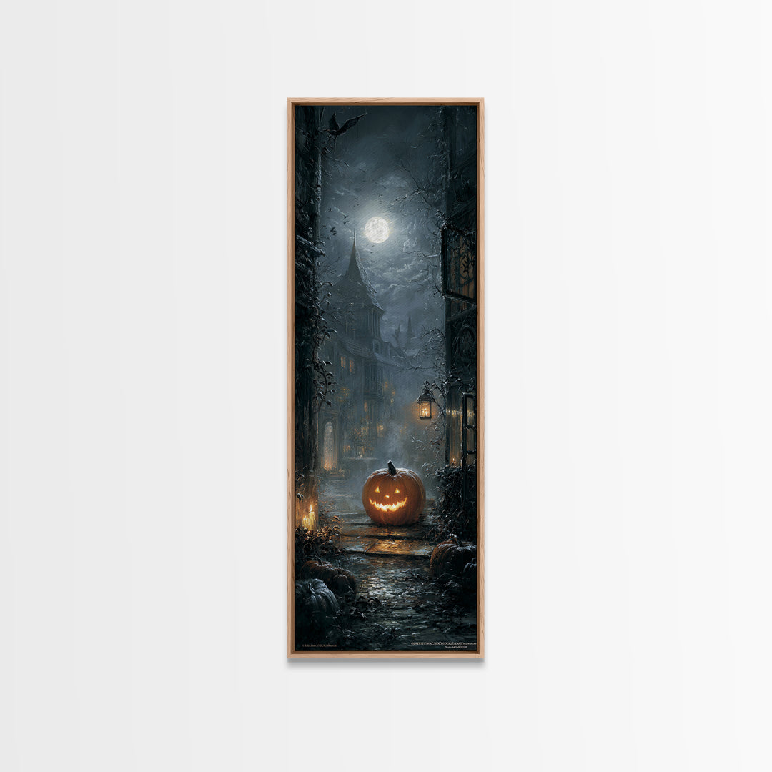 The First Frost Awakening, Tall Narrow Wall Art, Gothic Horror Wall Art, Framed Canvas Print, Halloween Wall Decor, Gothic Home Decor