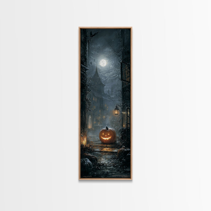 The First Frost Awakening, Tall Narrow Wall Art, Gothic Horror Wall Art, Framed Canvas Print, Halloween Wall Decor, Gothic Home Decor