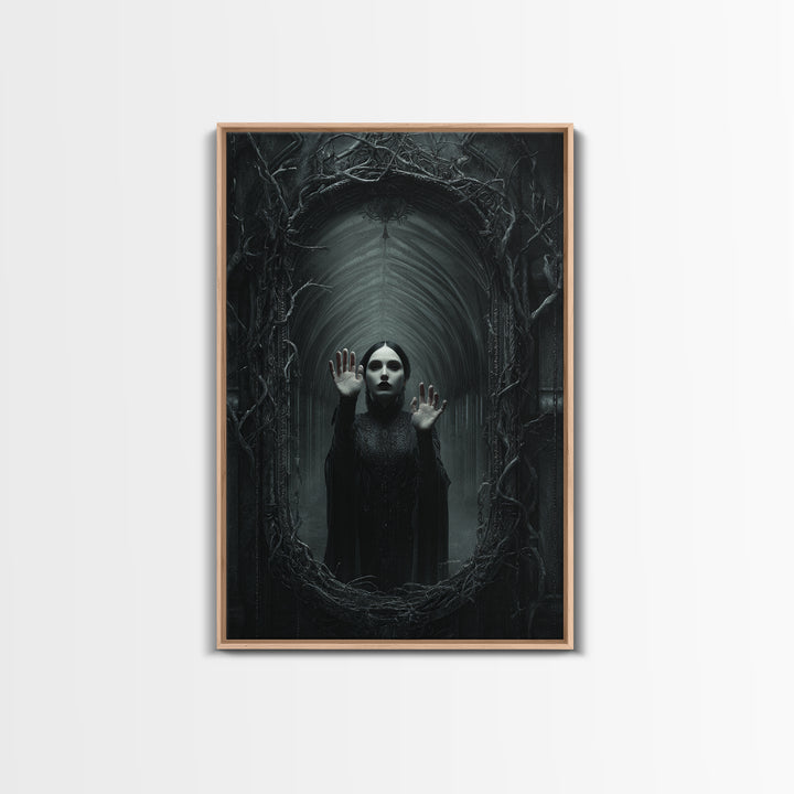 The Cursed Mirror, Vertical Wall Art, Dark Halloween Decor, Canvas Print, Halloween Wall Decor, Gothic Home Decor, Collectible Wall Decor