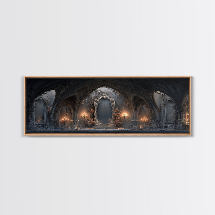 The Cursed Mirror, Extra Wide Wall Art, Gothic Horror Wall Art, Framed Canvas Print, Halloween Wall Decor, Gothic Home Decor