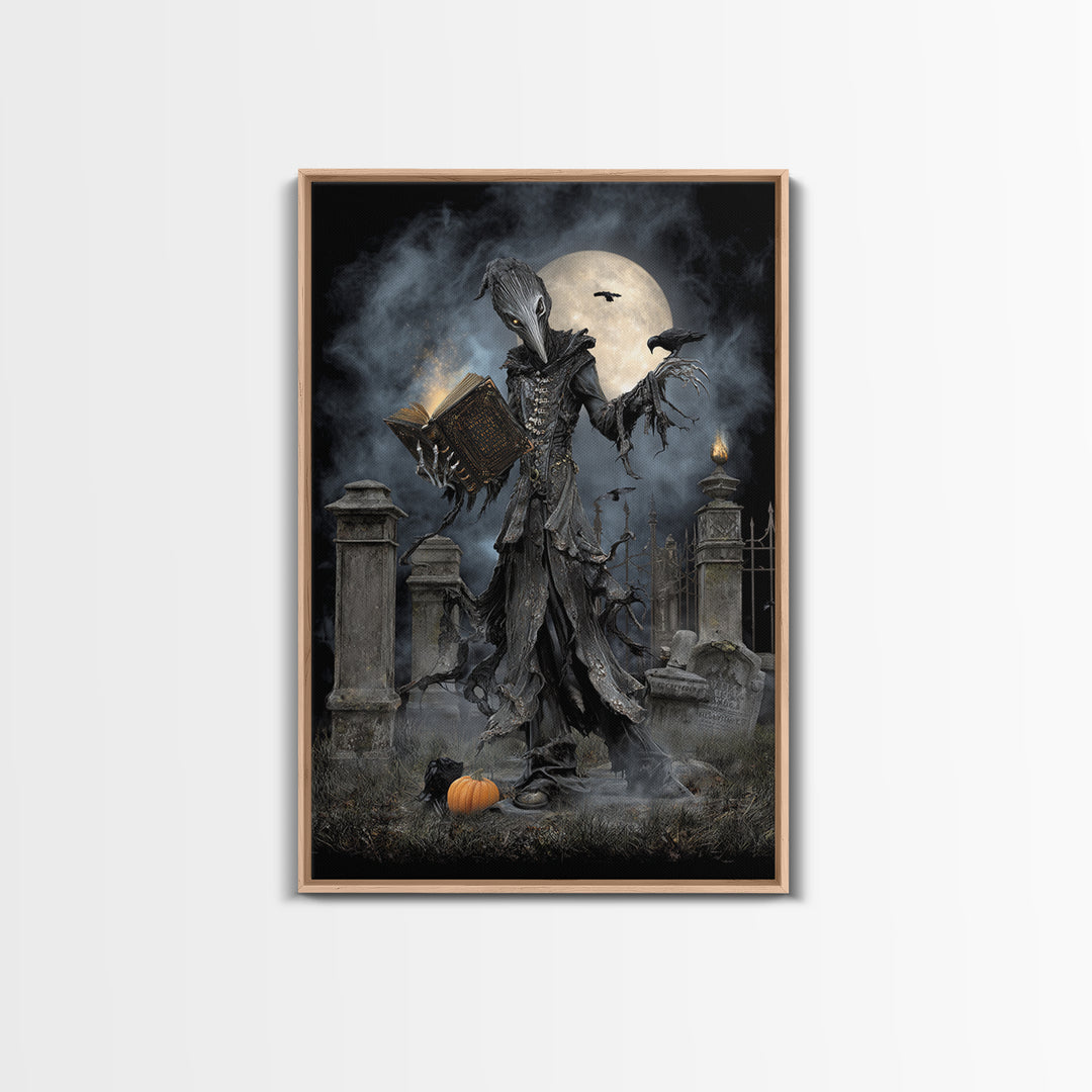 The Living Spellbook, Vertical Wall Art, Dark Fantasy Wall Art, Canvas Print, Halloween Wall Decor, Gothic Home Decor, Seasonal Home Decor
