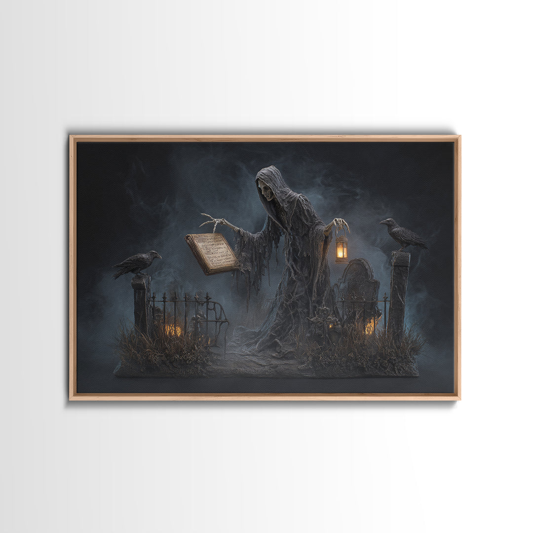 The Living Spellbook, Landscape Wall Art, Haunted Gothic Art, Framed Canvas Print, Halloween Wall Decor, Gothic Home Decor