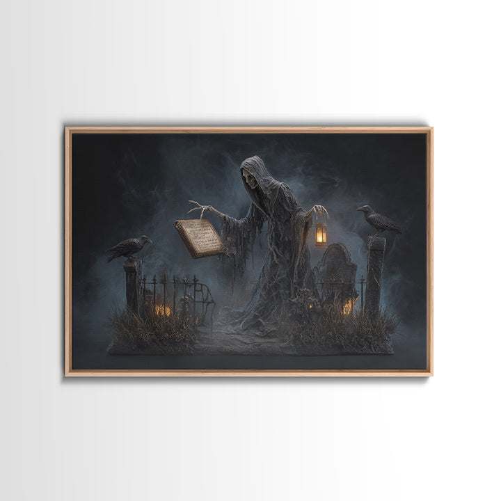 The Living Spellbook, Landscape Wall Art, Haunted Gothic Art, Framed Canvas Print, Halloween Wall Decor, Gothic Home Decor