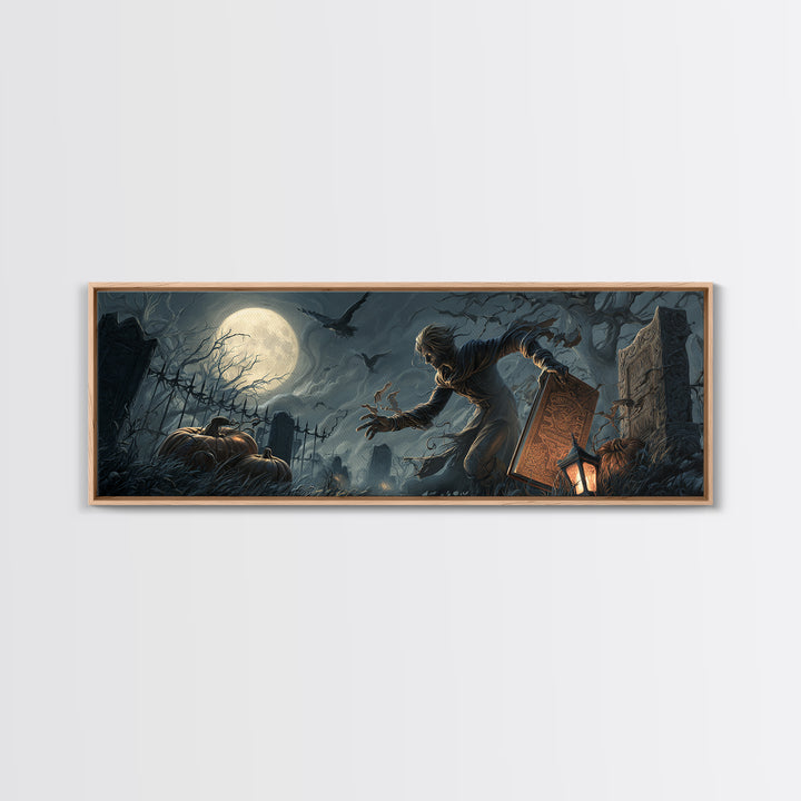 The Living Spellbook, Extra Wide Wall Art, Dark Halloween Decor, Canvas Print, Halloween Wall Decor, Gothic Home Decor, Spooky Wall Decor