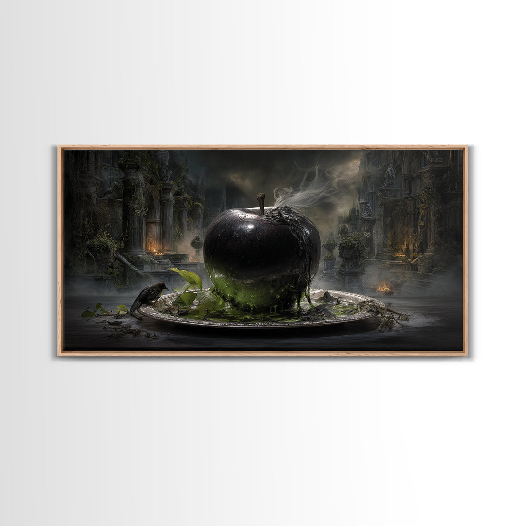 The Poisoned Apple, Wide Panoramic Art, Dark Fantasy Wall Art, Canvas Print, Halloween Wall Decor, Gothic Home Decor, Horror Wall Art