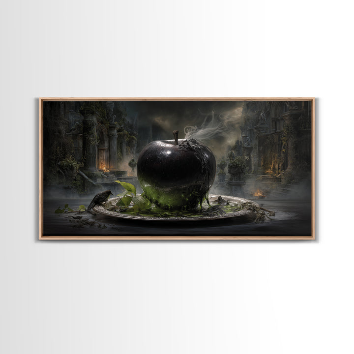 The Poisoned Apple, Wide Panoramic Art, Dark Fantasy Wall Art, Canvas Print, Halloween Wall Decor, Gothic Home Decor, Horror Wall Art