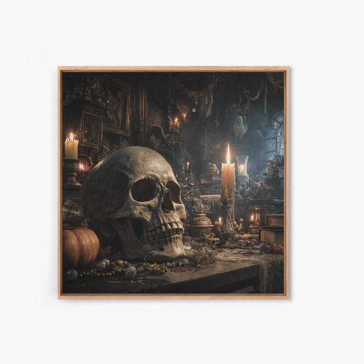The Talking Skull, Square Wall Art, Spooky Home Decor, Canvas Print, Halloween Wall Decor, Gothic Home Decor, Halloween Decor