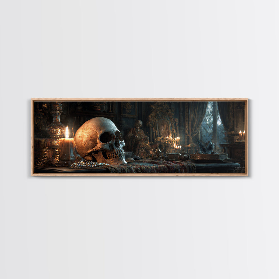 The Talking Skull, Extra Wide Wall Art, Spooky Home Decor, Canvas Print, Halloween Wall Decor, Gothic Home Decor, Statement Wall Art