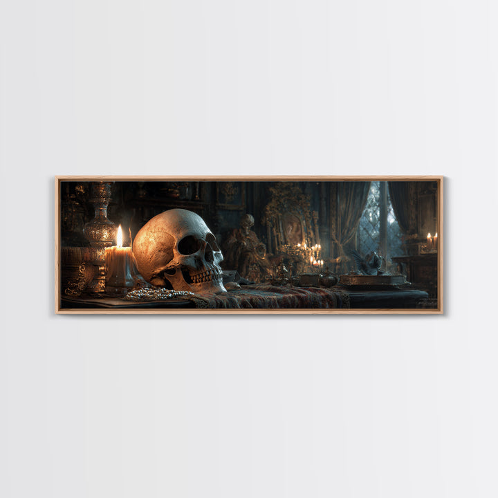 The Talking Skull, Extra Wide Wall Art, Spooky Home Decor, Canvas Print, Halloween Wall Decor, Gothic Home Decor, Statement Wall Art