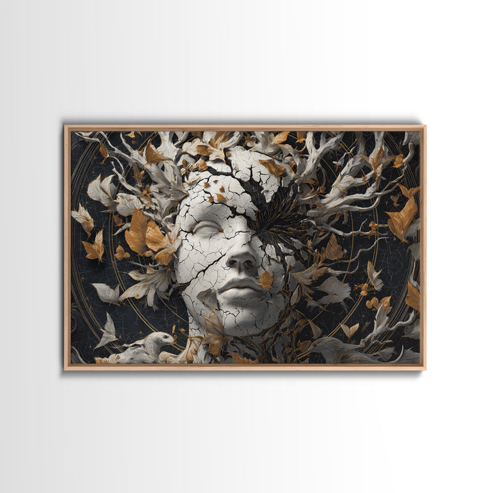 The Cracked Porcelain Mask, Landscape Wall Art, Spooky Home Decor, Canvas Print, Halloween Wall Decor, Gothic Home Decor, Horror Wall Art