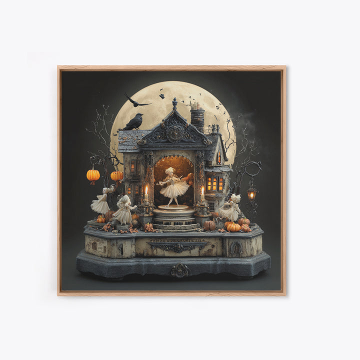 The Haunted Music Box, Square Wall Art, Dark Halloween Decor, Canvas Print, Halloween Wall Decor, Gothic Home Decor, Spooky Wall Decor