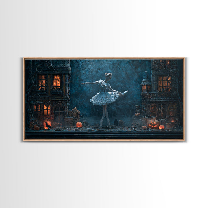 The Haunted Music Box, Wide Panoramic Art, Haunted Gothic Art, Framed Canvas Print, Halloween Wall Decor, Gothic Home Decor