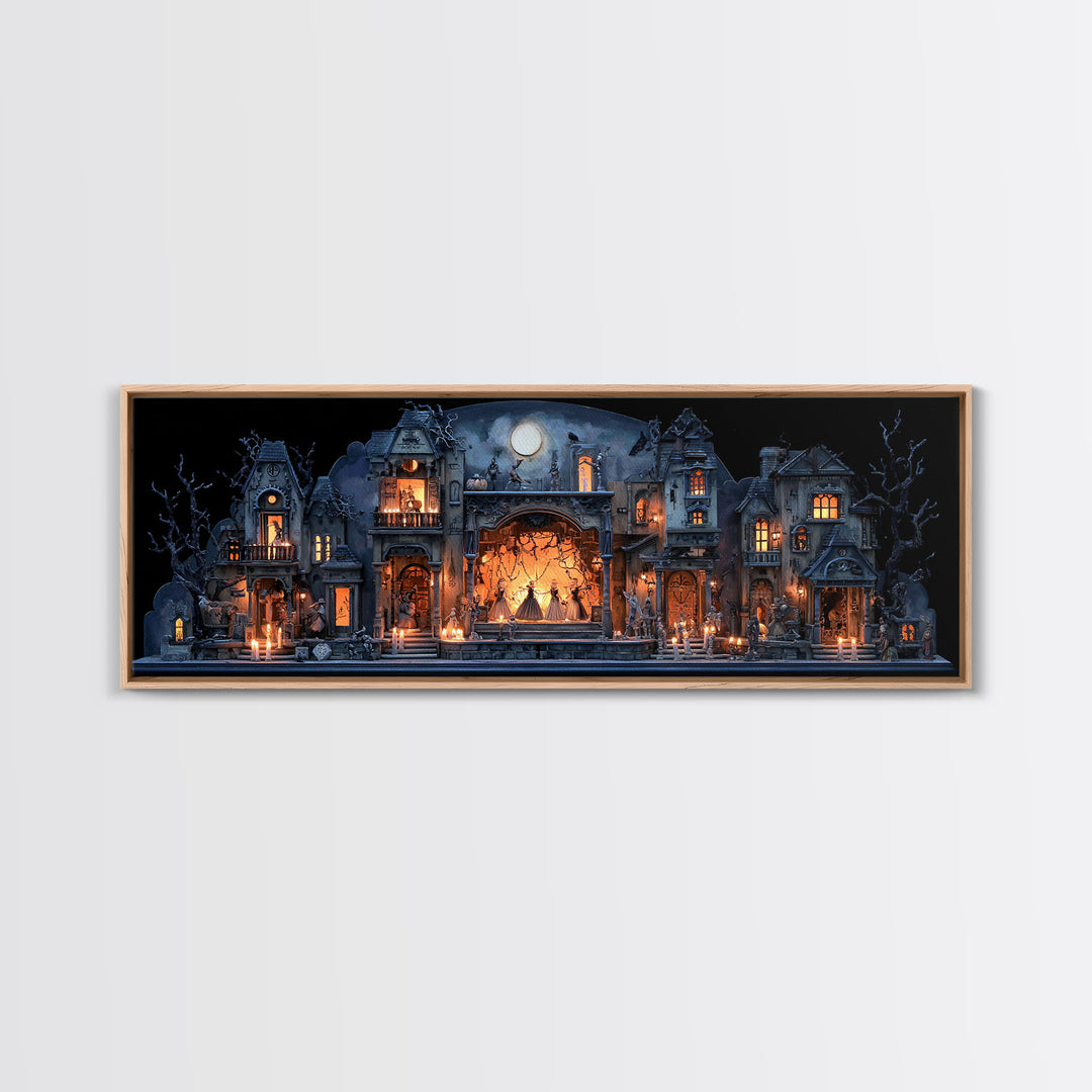 The Haunted Music Box, Extra Wide Wall Art, Spooky Home Decor, Canvas Print, Halloween Wall Decor, Gothic Home Decor, Horror Wall Art