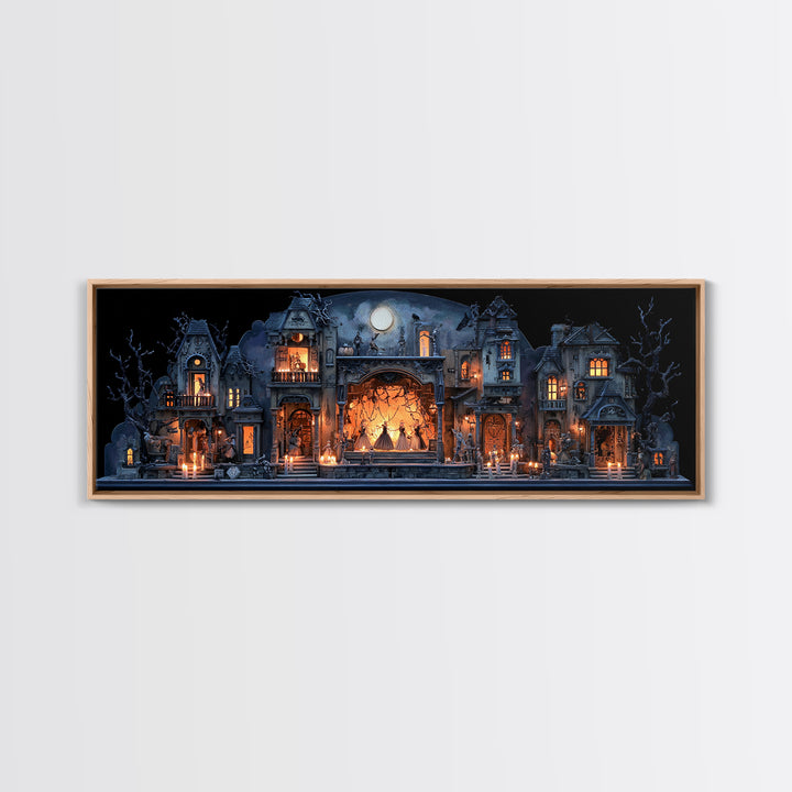 The Haunted Music Box, Extra Wide Wall Art, Spooky Home Decor, Canvas Print, Halloween Wall Decor, Gothic Home Decor, Horror Wall Art