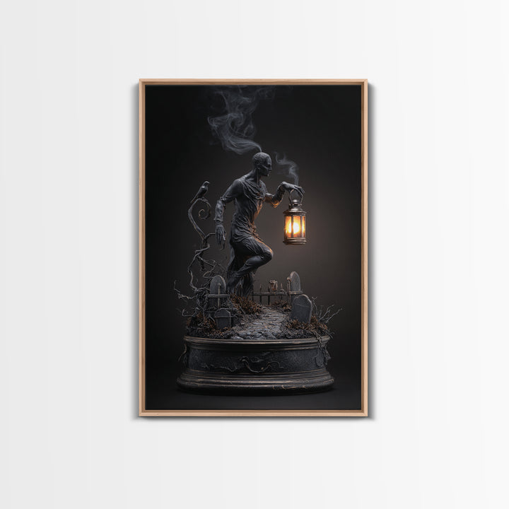 The Black Wax Candle, Vertical Wall Art, Dark Halloween Decor, Canvas Print, Halloween Wall Decor, Gothic Home Decor, Horror Wall Art