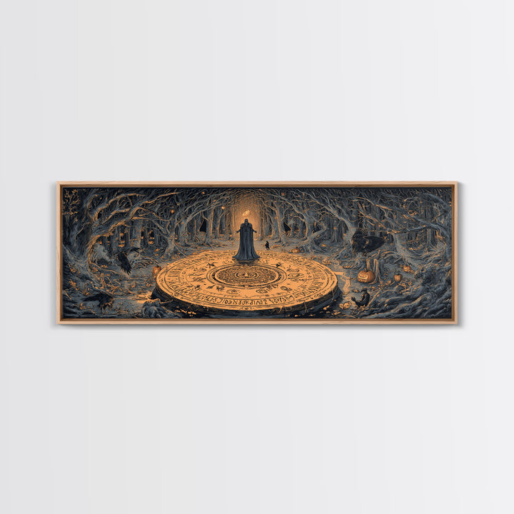 The Antique Spirit Board, Extra Wide Wall Art, Haunted Gothic Art, Framed Canvas Print, Halloween Wall Decor, Gothic Home Decor