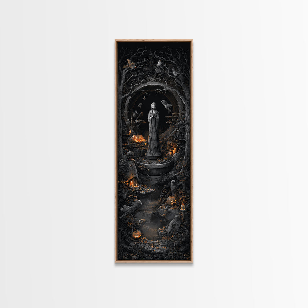 The Antique Spirit Board, Tall Narrow Wall Art, Gothic Horror Wall Art, Framed Canvas Print, Halloween Wall Decor, Gothic Home Decor
