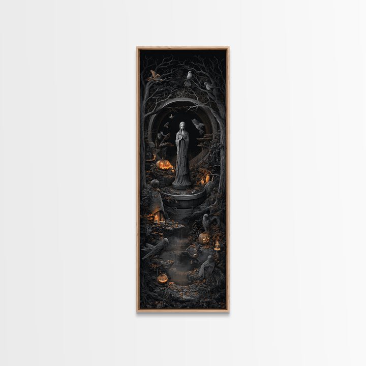 The Antique Spirit Board, Tall Narrow Wall Art, Gothic Horror Wall Art, Framed Canvas Print, Halloween Wall Decor, Gothic Home Decor