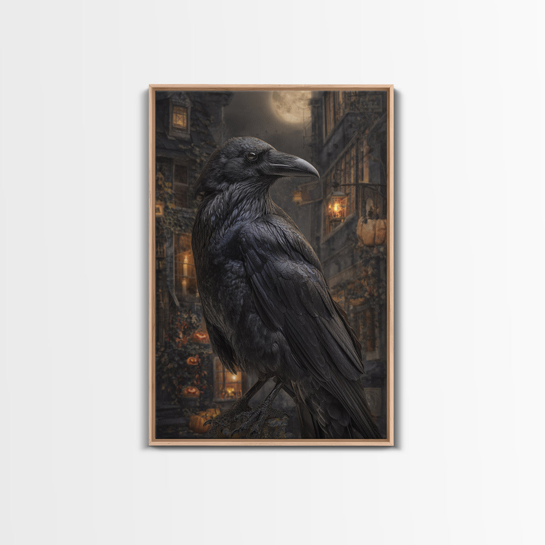 The Raven-Feather Quill, Vertical Wall Art, Dark Halloween Decor, Canvas Print, Halloween Wall Decor, Gothic Home Decor, Dark Fantasy Art