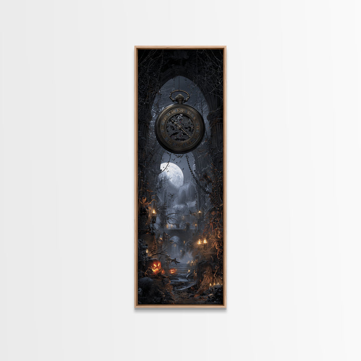 The Cursed Pocket Watch, Tall Narrow Wall Art, Spooky Home Decor, Canvas Print, Halloween Wall Decor, Gothic Home Decor, Halloween Decor