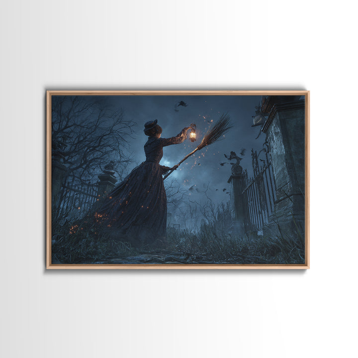 The Witch'S Broom, Landscape Wall Art, Dark Halloween Decor, Canvas Print, Halloween Wall Decor, Gothic Home Decor, Collectible Wall Decor