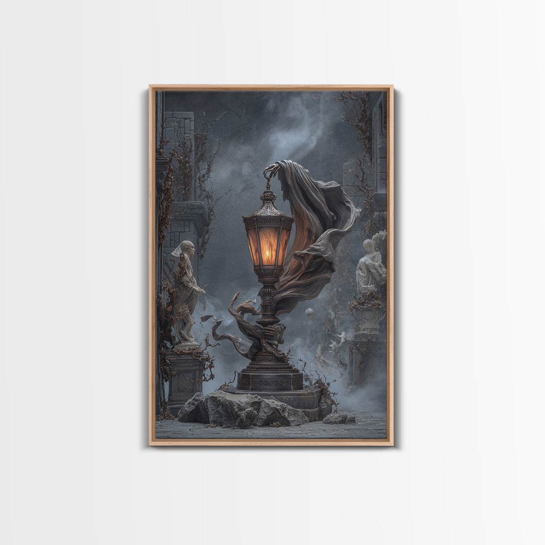 The Bone-Handled Lantern, Vertical Wall Art, Dark Halloween Decor, Canvas Print, Halloween Wall Decor, Gothic Home Decor, Spooky Wall Decor