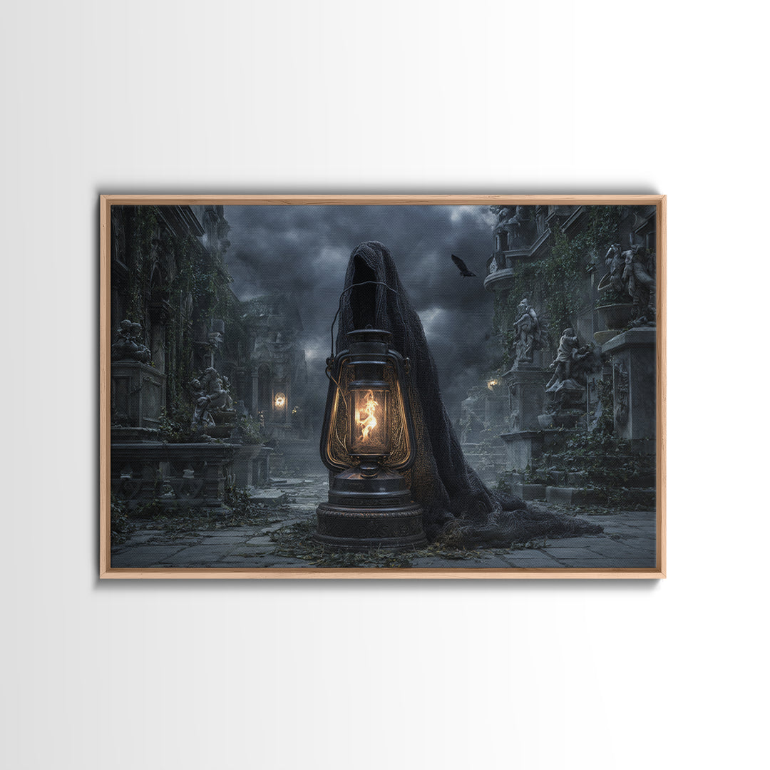 The Bone-Handled Lantern, Landscape Wall Art, Dark Halloween Decor, Canvas Print, Halloween Wall Decor, Gothic Home Decor, Macabre Wall Art