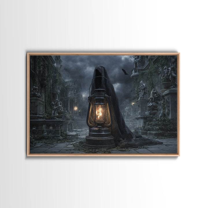 The Bone-Handled Lantern, Landscape Wall Art, Dark Halloween Decor, Canvas Print, Halloween Wall Decor, Gothic Home Decor, Macabre Wall Art