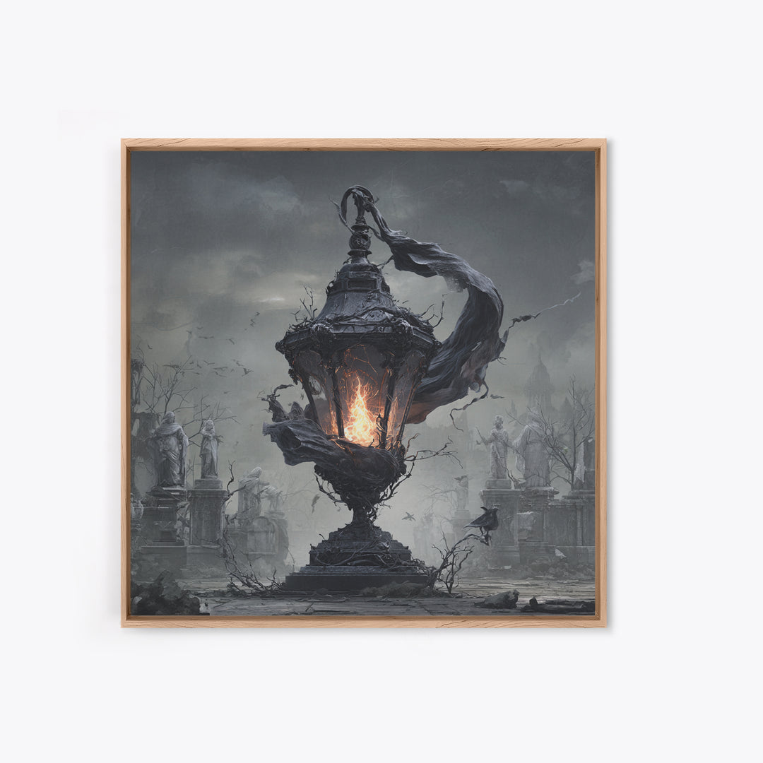 The Bone-Handled Lantern, Square Wall Art, Dark Fantasy Wall Art, Canvas Print, Halloween Wall Decor, Gothic Home Decor