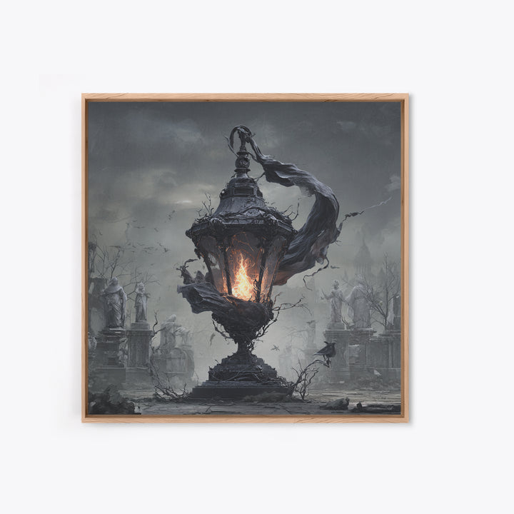 The Bone-Handled Lantern, Square Wall Art, Dark Fantasy Wall Art, Canvas Print, Halloween Wall Decor, Gothic Home Decor