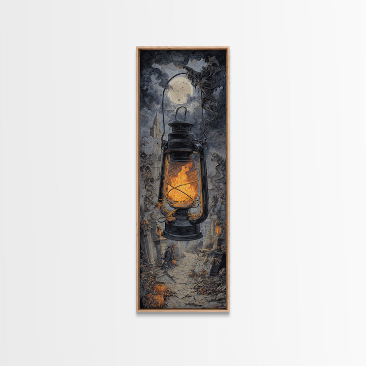 The Bone-Handled Lantern, Tall Narrow Wall Art, Spooky Home Decor, Canvas Print, Halloween Wall Decor, Gothic Home Decor, Halloween Decor