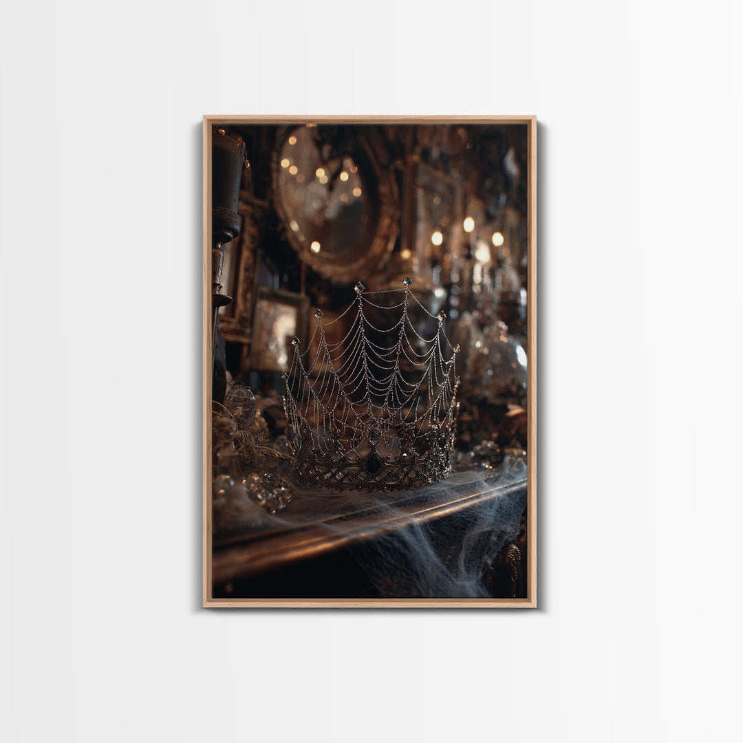 The Spiderweb Crown, Vertical Wall Art, Dark Halloween Decor, Canvas Print, Halloween Wall Decor, Gothic Home Decor, Collectible Wall Decor