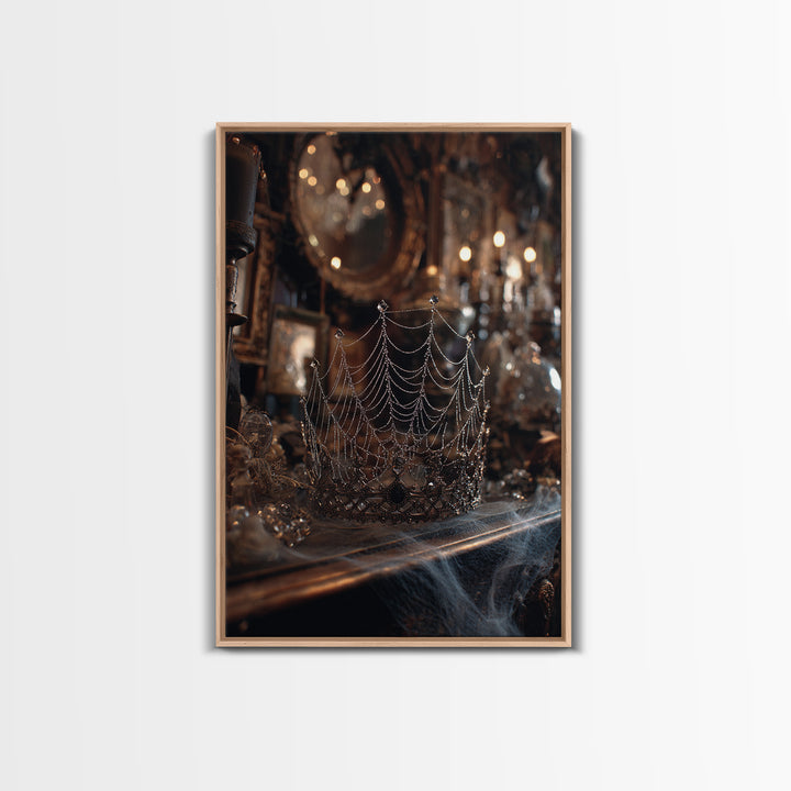 The Spiderweb Crown, Vertical Wall Art, Dark Halloween Decor, Canvas Print, Halloween Wall Decor, Gothic Home Decor, Collectible Wall Decor