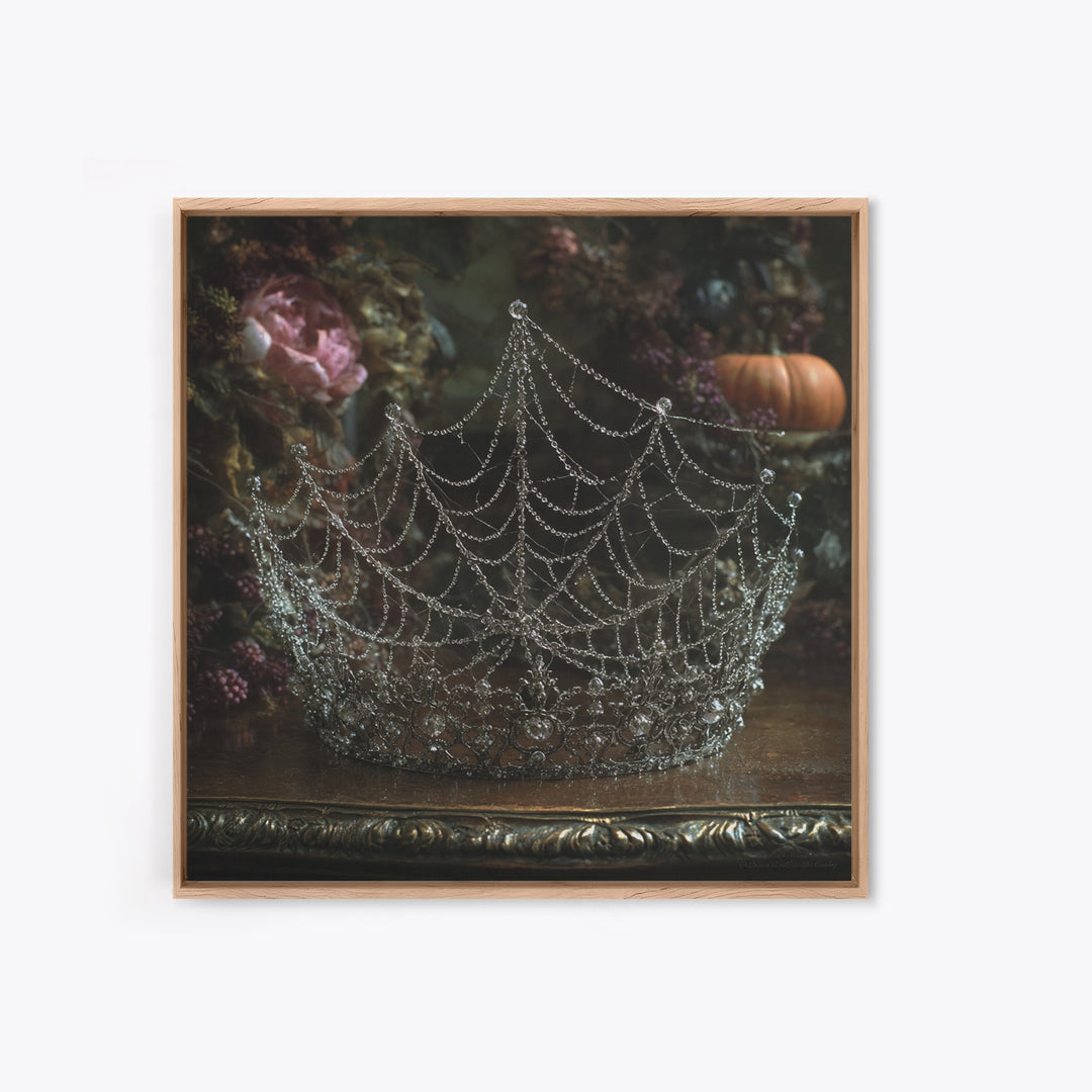 The Spiderweb Crown, Square Wall Art, Dark Halloween Decor, Canvas Print, Halloween Wall Decor, Gothic Home Decor, Spooky Wall Decor