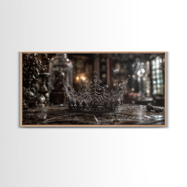 The Spiderweb Crown, Wide Panoramic Art, Spooky Home Decor, Canvas Print, Halloween Wall Decor, Gothic Home Decor, Collectible Wall Decor