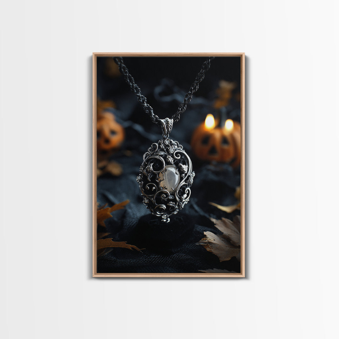 The Moonstone Amulet, Vertical Wall Art, Spooky Home Decor, Canvas Print, Halloween Wall Decor, Gothic Home Decor, Halloween Decor